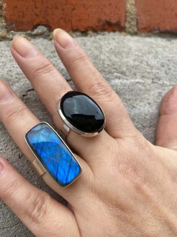 Silverring - Svart onyx