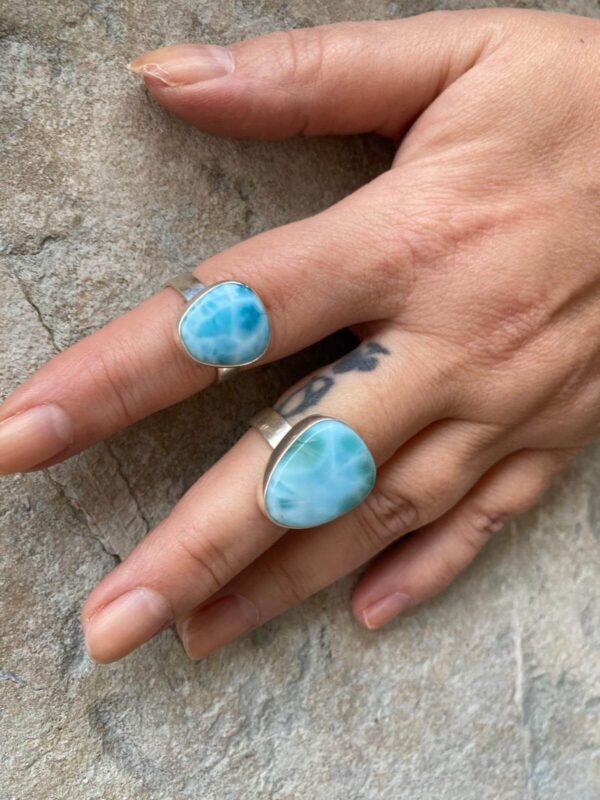 Silverring - stor larimar